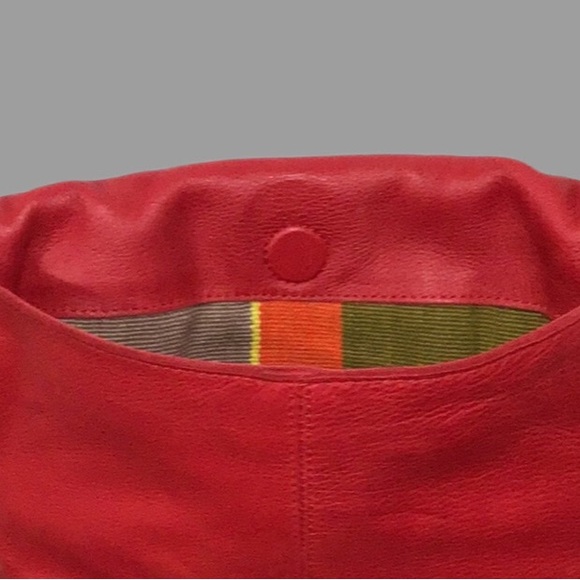 WILL LEATHER GOODS, Front Flap Crossbody, Red w/Brown Leather Accents, Tassel - Picture 6 of 12